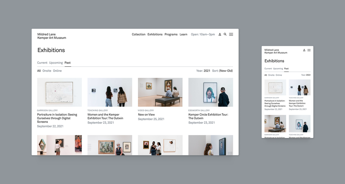 Image of the Exhibition page on the Kemper Art museum website.